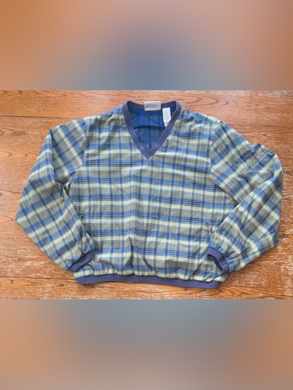 Lizgolf By Liz Clairborne Pastel Plaid Pullover Light Jacket  Size Medium